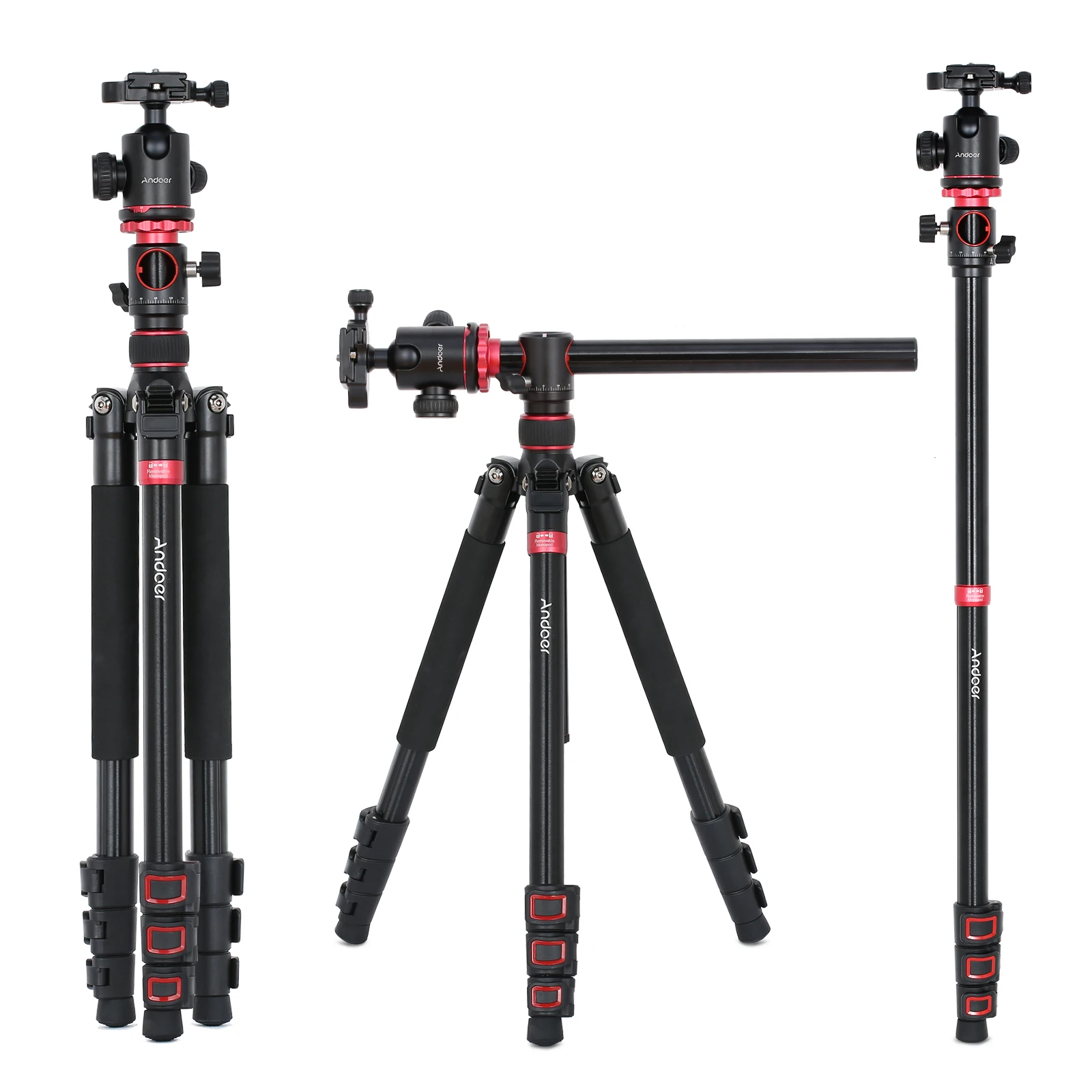 Andoer TTT-012 183cm/72.05 Inch Aluminum Alloy Tripod Detachable Tripod Monopod Stand  for Camera Camcorder Low Angle Shooting