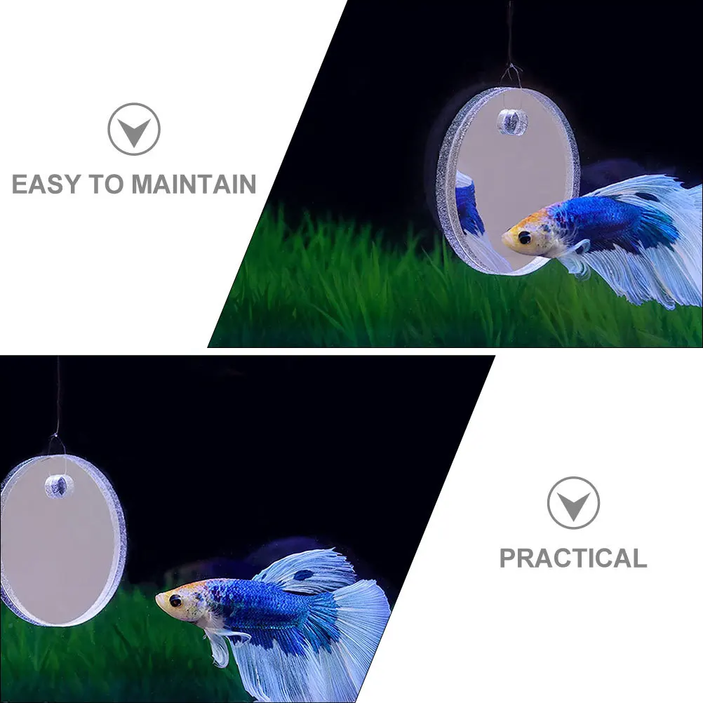 

2Sets Floating Betta Mirror Aquarium Decoration Durable Acrylic Material Fish Tank Accessories for Freshwater Saltwater