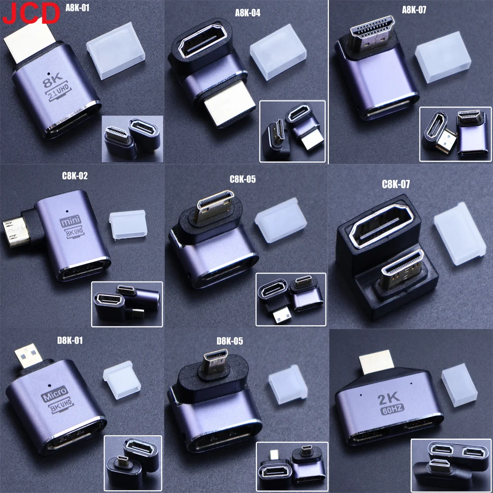 HDMI-Compatible Adapter 90 270 Degree Right Angle Male to Female Converter 8K HD Connector Mini / Micro HDMI-compatible Extender