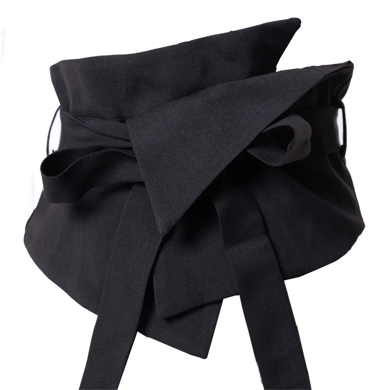 Women's Fashion Black Fabric Cummerbunds Female Dress Coat Corsets Waistband Belts Decoration Wide Belt