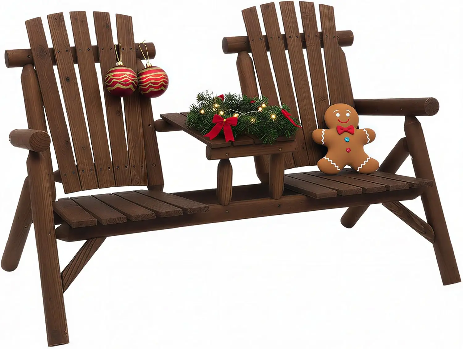 

2-местный деревянный стул Адирондак со столом, уличная двухместная скамейка для крыльца и заднего двора