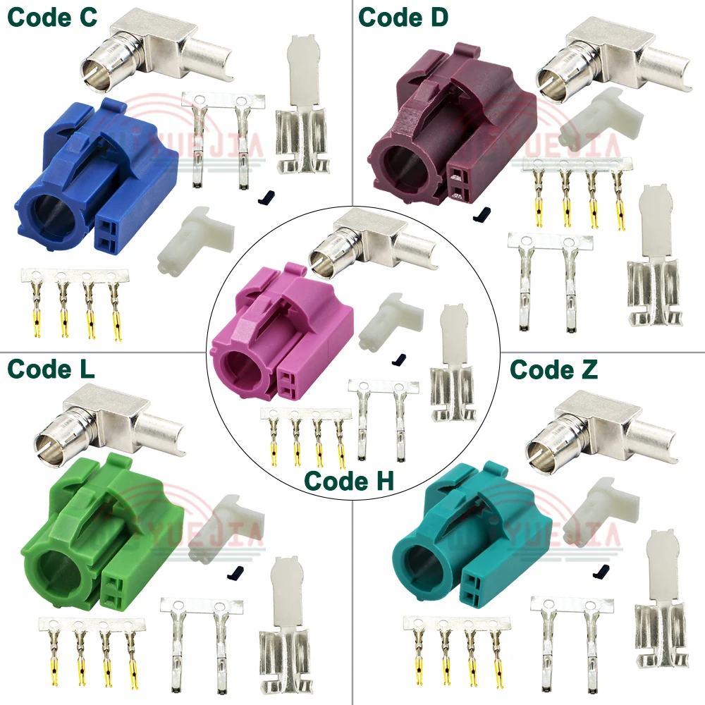 

1Pcs Code A/B/C/D/E/G/H/Z 4+2 Pin HSD Connector Straight Female Jack 6 Pin HSD LVDS Car Connectors for Dacar 535 4-Core Cable