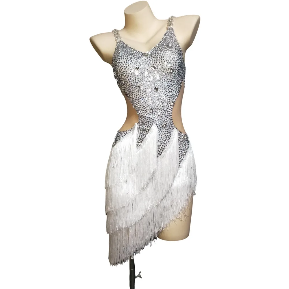 

Sexy Bright Rhinestone Stretch Thin Onesie Stage Performance Suit For Nightclub Party שמלות ערב לנשים לאירוע Rhinestone Dresses