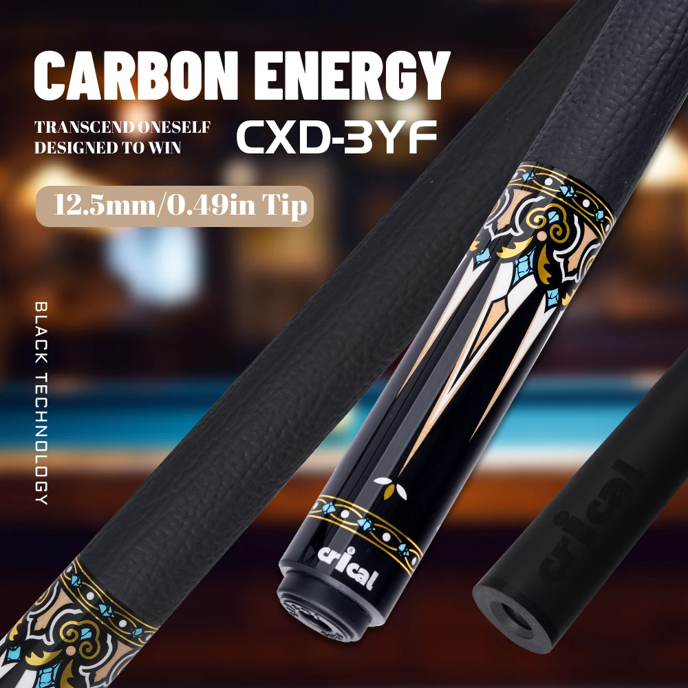 

КРИЧЕСКИЙ бильярдный кий из углеродного волокна с кожаной ручкой, наконечник 12,5 мм, бильярдный кий, 3/8*8 контактов, низкое отклонение для бильярда C