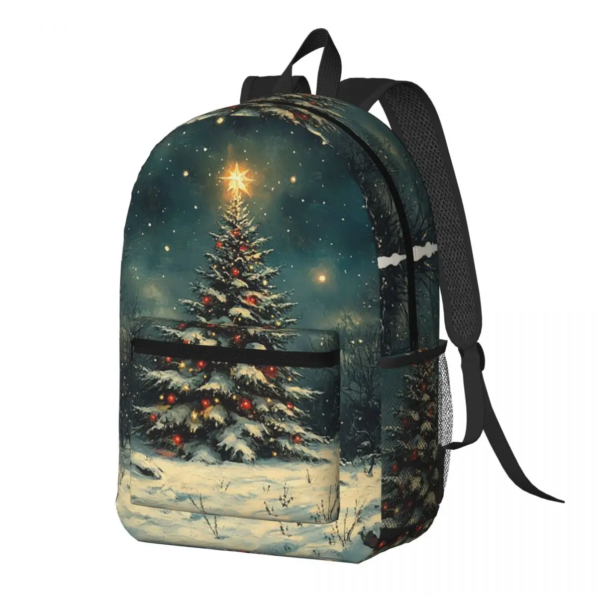 

Exquisite Christmas Tree Print Backpack Daypack Large Capacity Kids BookBag School Bag Shoulder Bags for Men Women