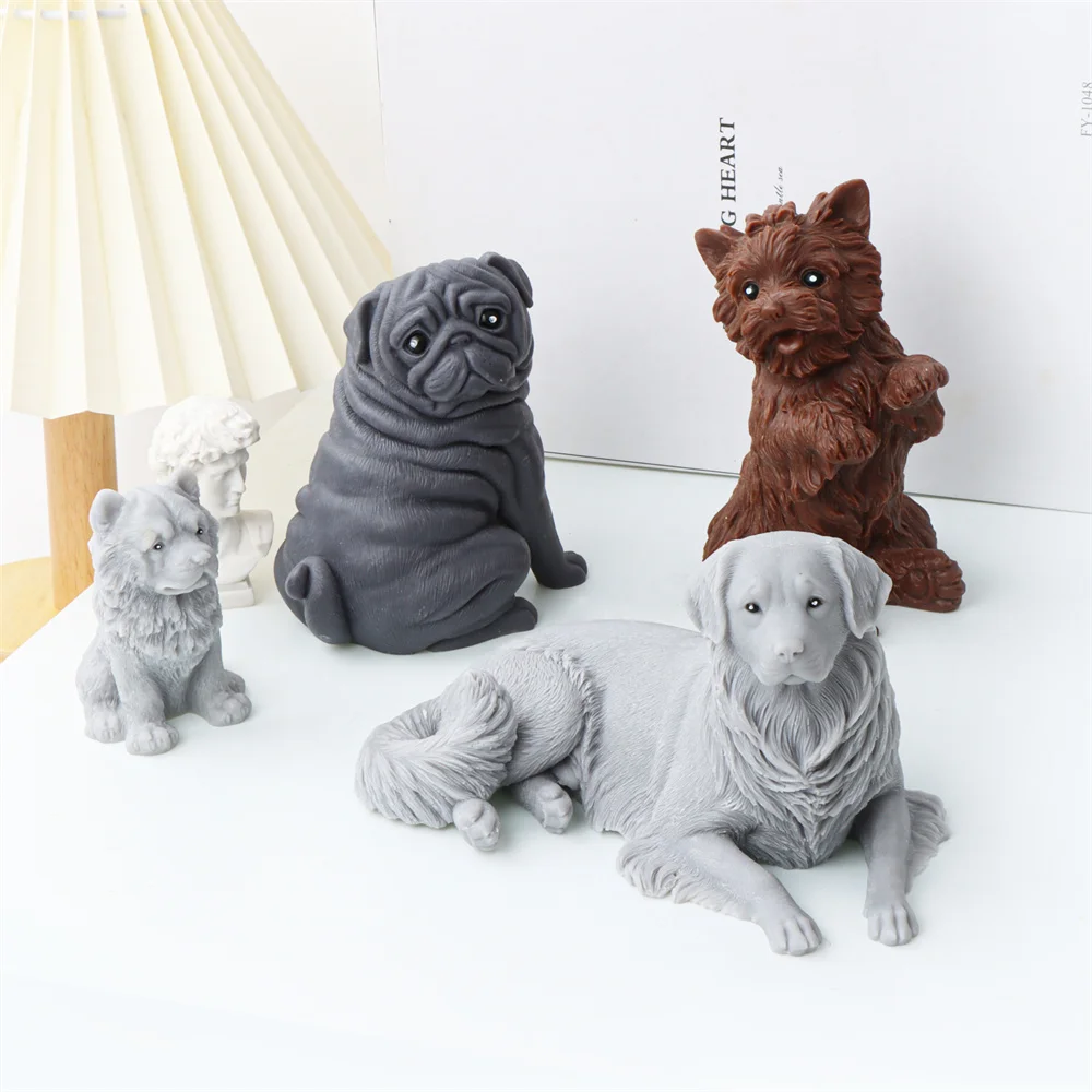 Dog/Cat Pet Statue Candle Mold Teddy/Chinchilla/Garfield/Poodle/Bichon Candle Mould Making Food Grade Silicone tool Home Decor