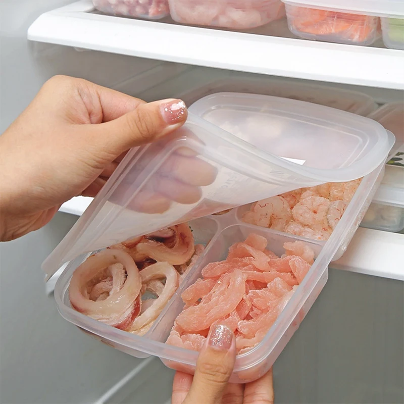 2Pcs Refrigerator Storage Box Freeze Meat Compartment Food Sub-Packed Egg Storage Box Refrigerator