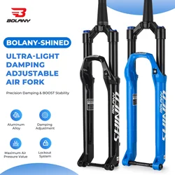 BOLANY MTB Air Fork 27.5 29Inch Air Oil Suspension Boost 15x110 Thru Axle Lightweight Bike Fork R29 Damping Rebound Adjustable