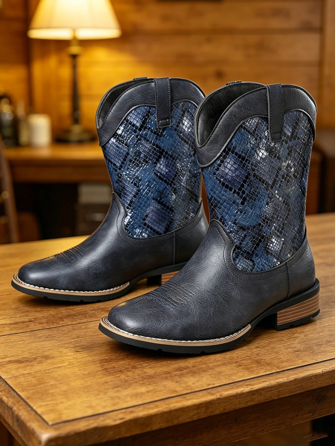 

Men High Boots Embroidery Retro Handmade Mens Boots Western Cowboy Boot Pointed Toe Boots Outdoor Men's Shoes