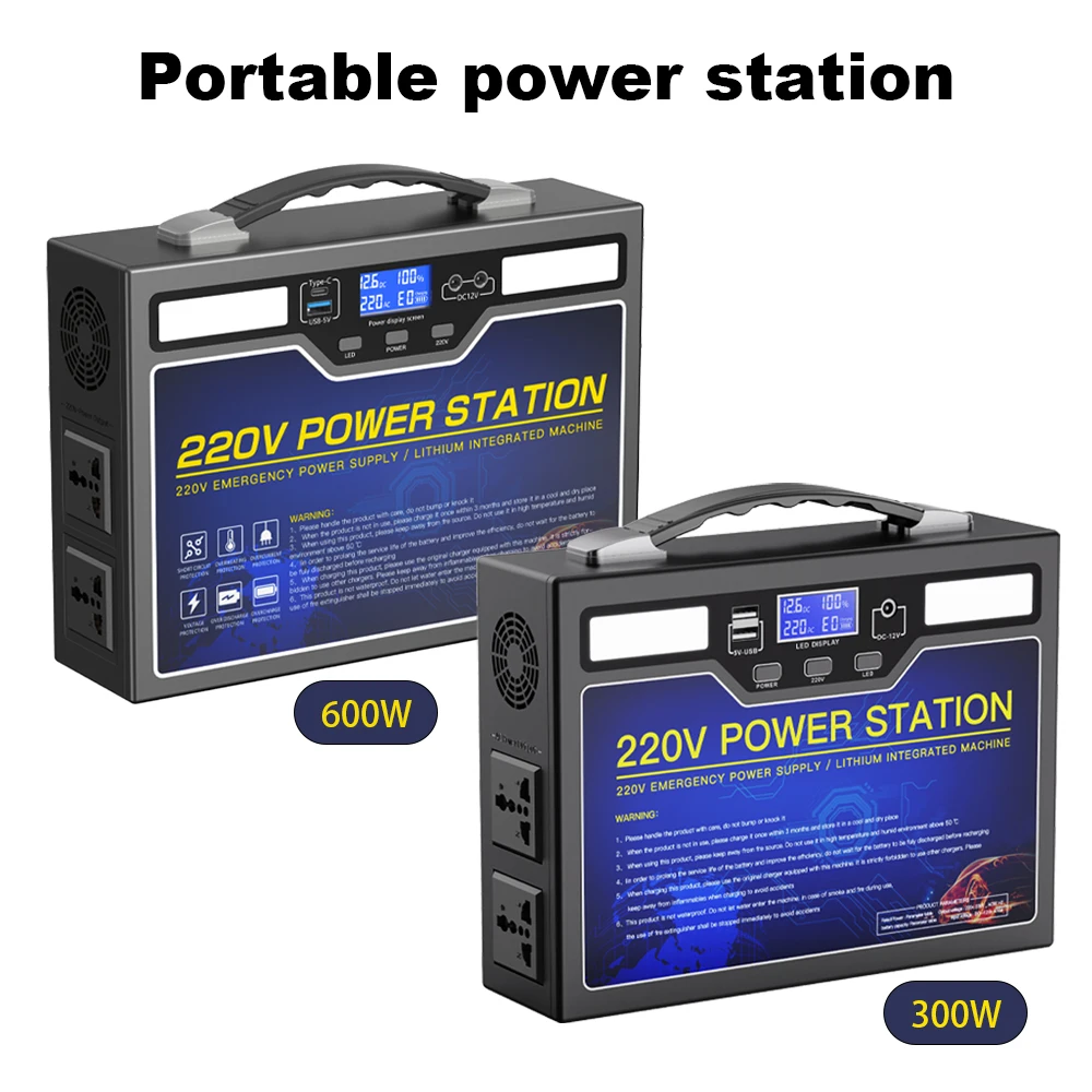 

Portable Generator 220V/300W/600W Power Station Outdoor Emergency Power Supply with DC/AC For Home or Outdoor Camping Use