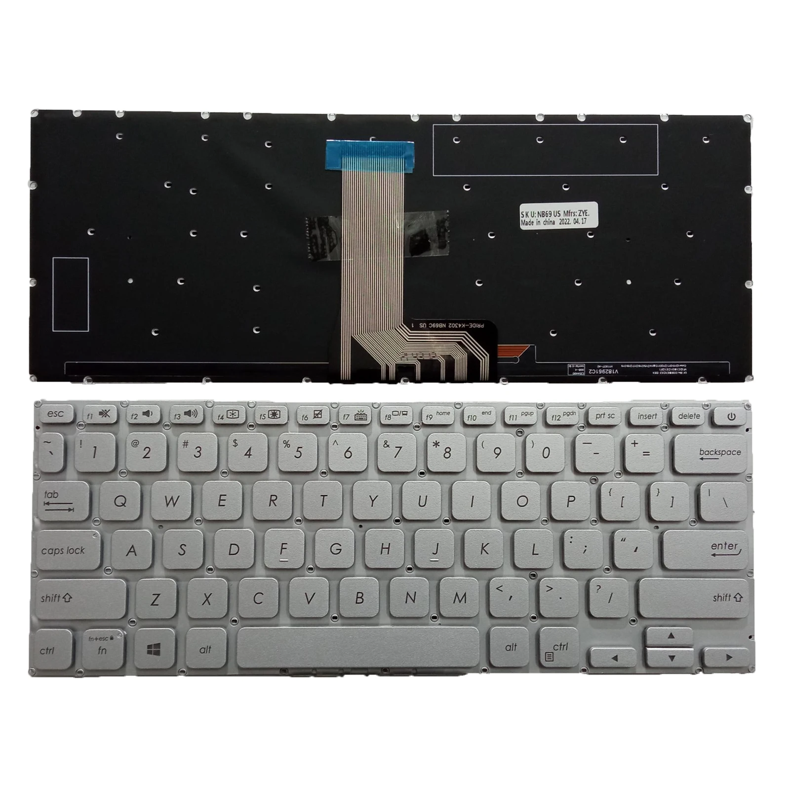 

New For Asus VivoBook 14 X412F X412FA X412FL X412U X412UA X412UB X412UF Backlit Keyboard US Silver