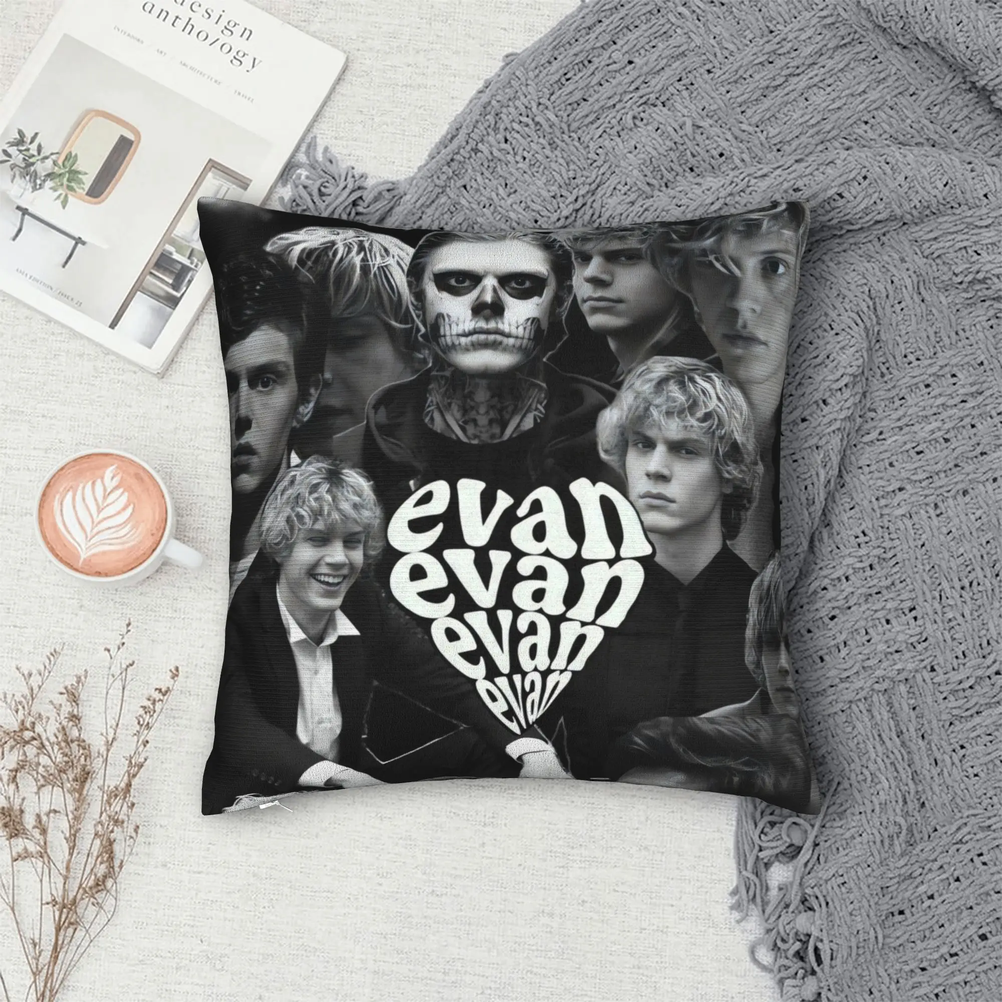 Edgy Evan Peters Black White Collage Pillow Case  Novelty Pillow Cover Soft Pillowcases For Chair Sofa Home Decor