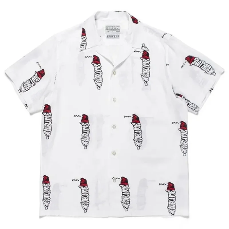 WACKO MARIA White Black Brand Hawaii Shirt High Quality Summer Loose Casual Mens Womens Short Sleeve Shirt