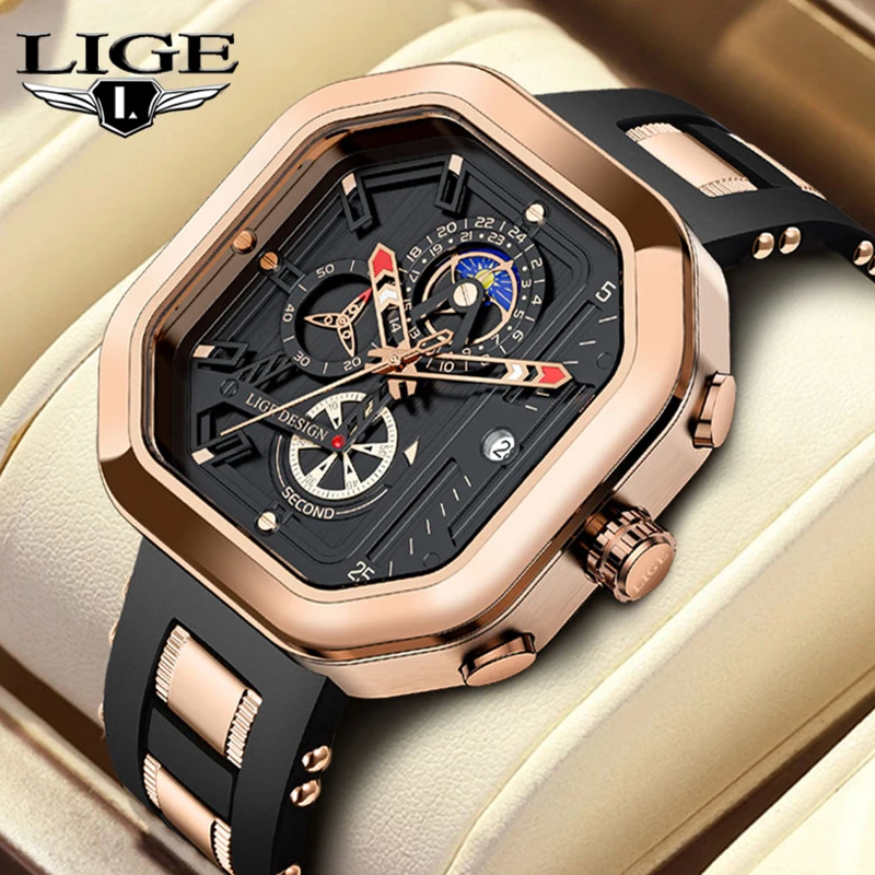 LIGE Top Brand Mens Luxury Watch Original Fashion Causal Watches Men Sports Waterproof Luminous Quartz Wristwatches Gifts Reloj