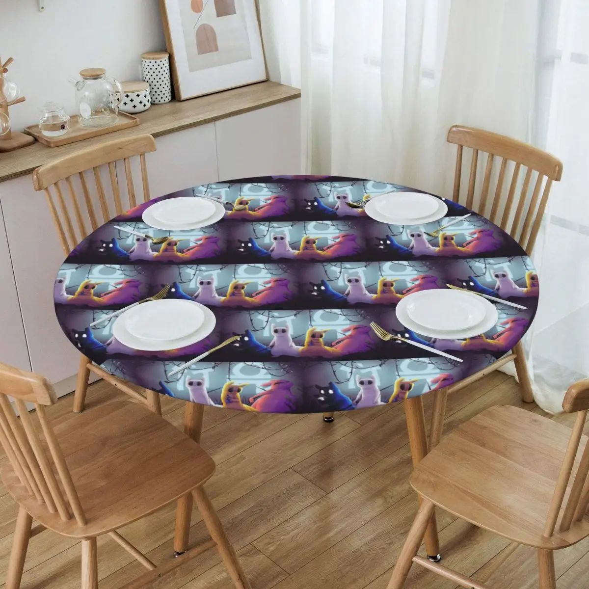 Slugcat Rain World Game Waterproof Round Tablecloth Oilproof Table Cloth for Kitchen Events Dining Table Cover