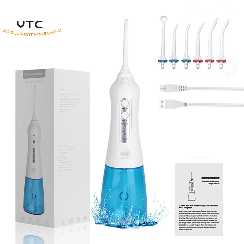 Oral Irrigator with DIY 3 Modes 6 Jets Dental Water Jet 300ML IPX7 Waterproof Water Flosser Rechargeable Teeth Cleaner Oral Care