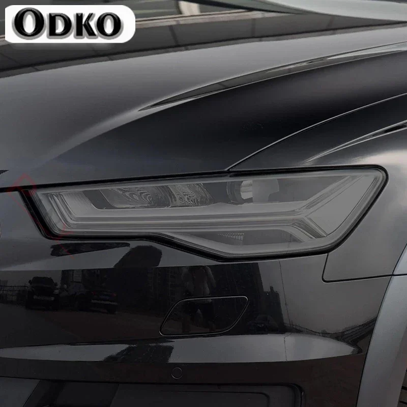

For Audi A6 C7 4G S6 RS6 2012-2018 2Pc Car Headlight Repair Protective Film Smoked Black Tint Wrap Vinyl Transparent TPU Sticker