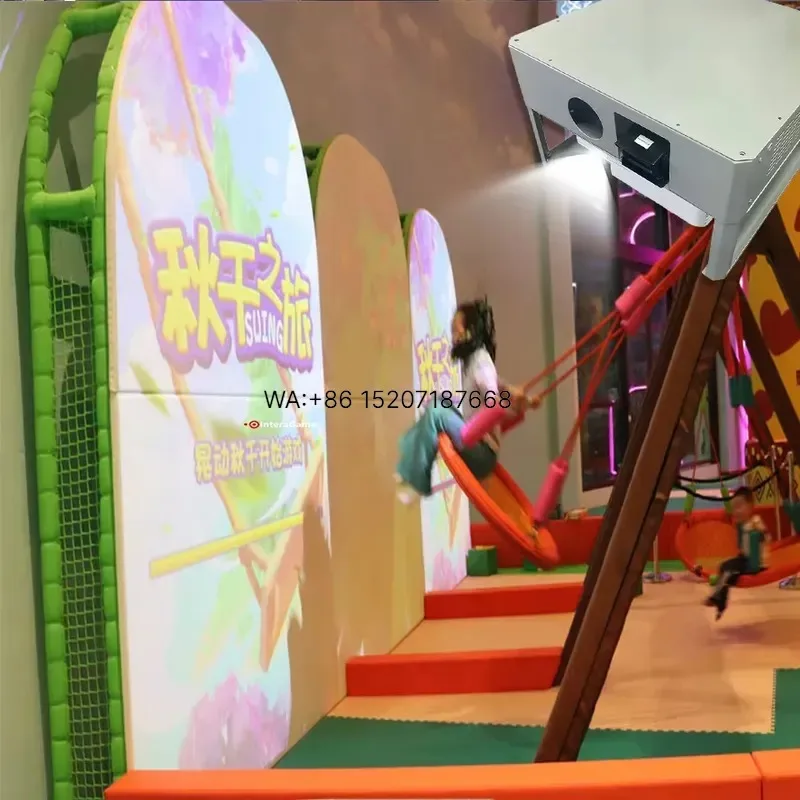 Wmwmnu Interactive Projection Swing Game for Kids Indoor Playground Motion Sensing Fun with Light and Sound Effects