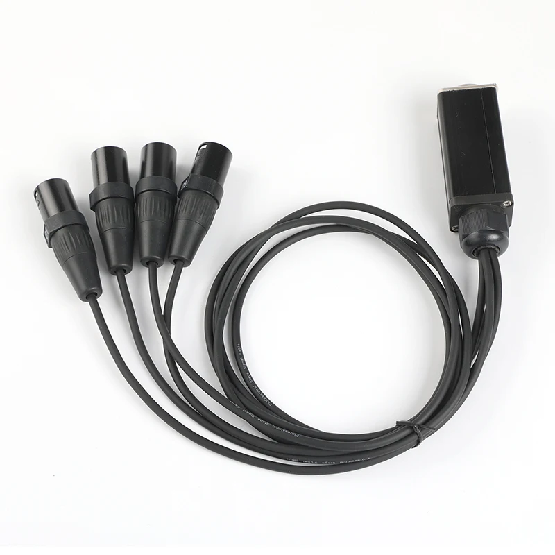 New Network Converter DMX RJ45 CAT6 Female To 4 3 Pin XLR Male Or Female Connectors Cable Audio Adaptor Signal Extender (1pcs)