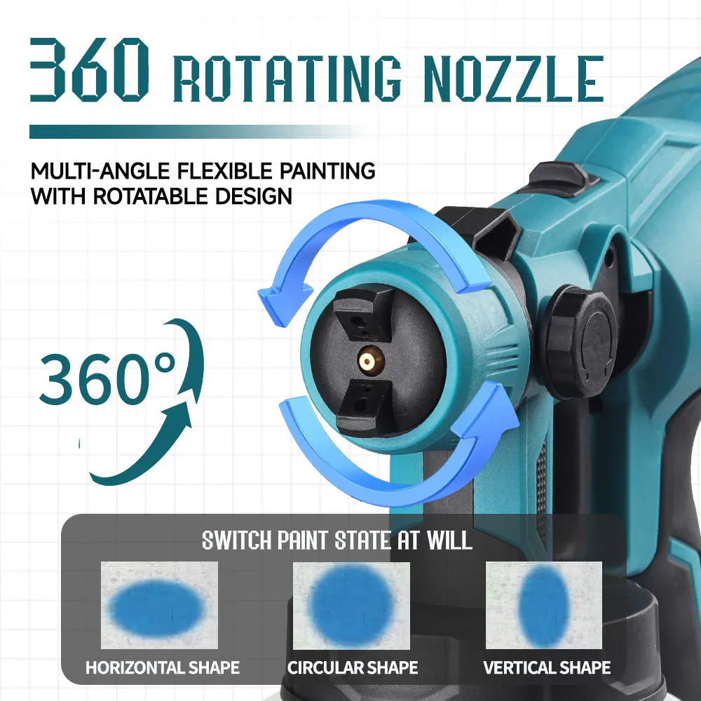 LYUWO 1000ML High Power  Cordless Paint Spraying Tools Paint Sprayer For Makita BL18 series Battery  Multiple Spray Patterns