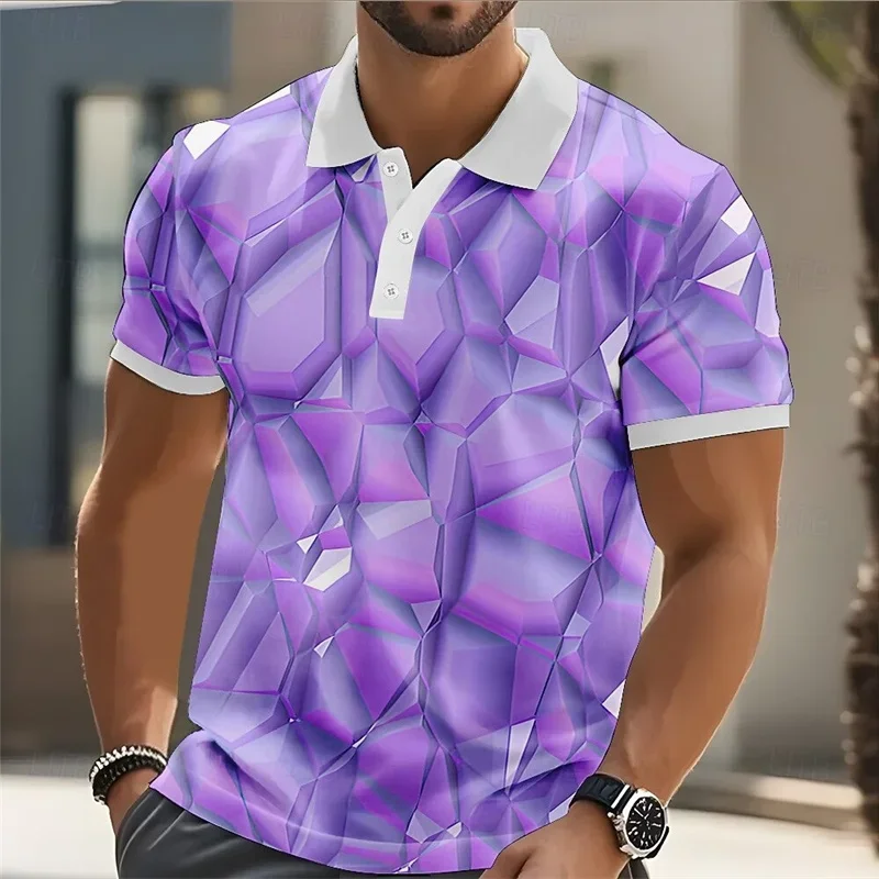 Men's Summer Polo Shirt Colorful Hawaiian Print Short Sleeve Casual Street Fashion Outdoor Top