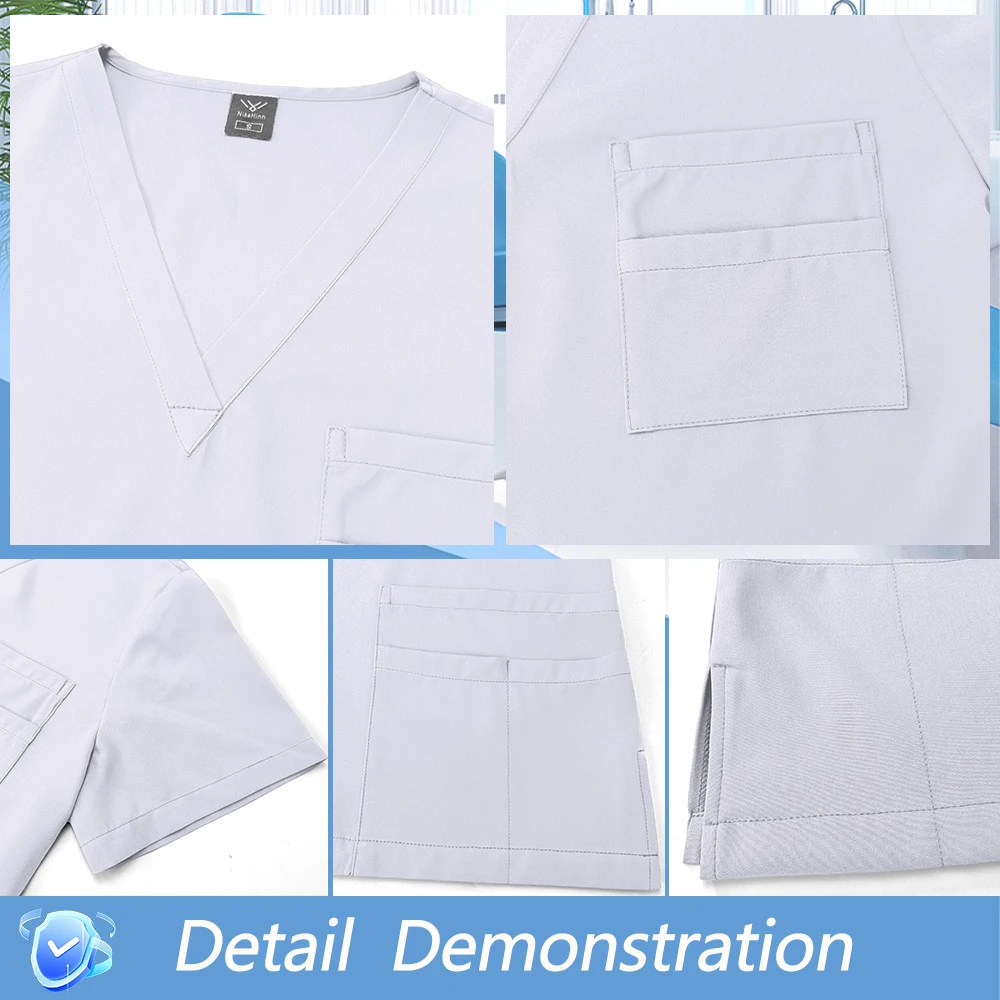 Roupas de beleza uniforme de enfermeira feminino conjunto de laboratório uniformes clínicos médicos esfrega ternos sala de operação calças superiores cirúrgicas mulher homem