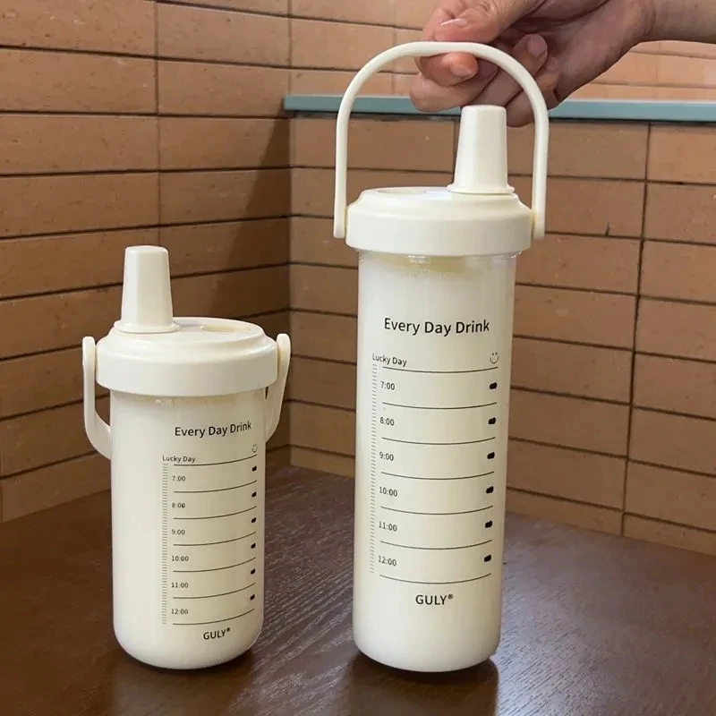 

500/850ML Glass Water Bottle With Straw Motivational Sport Water Bottle Outdoor Travel Leakproof Boba Milk Tea Drinking Bottles