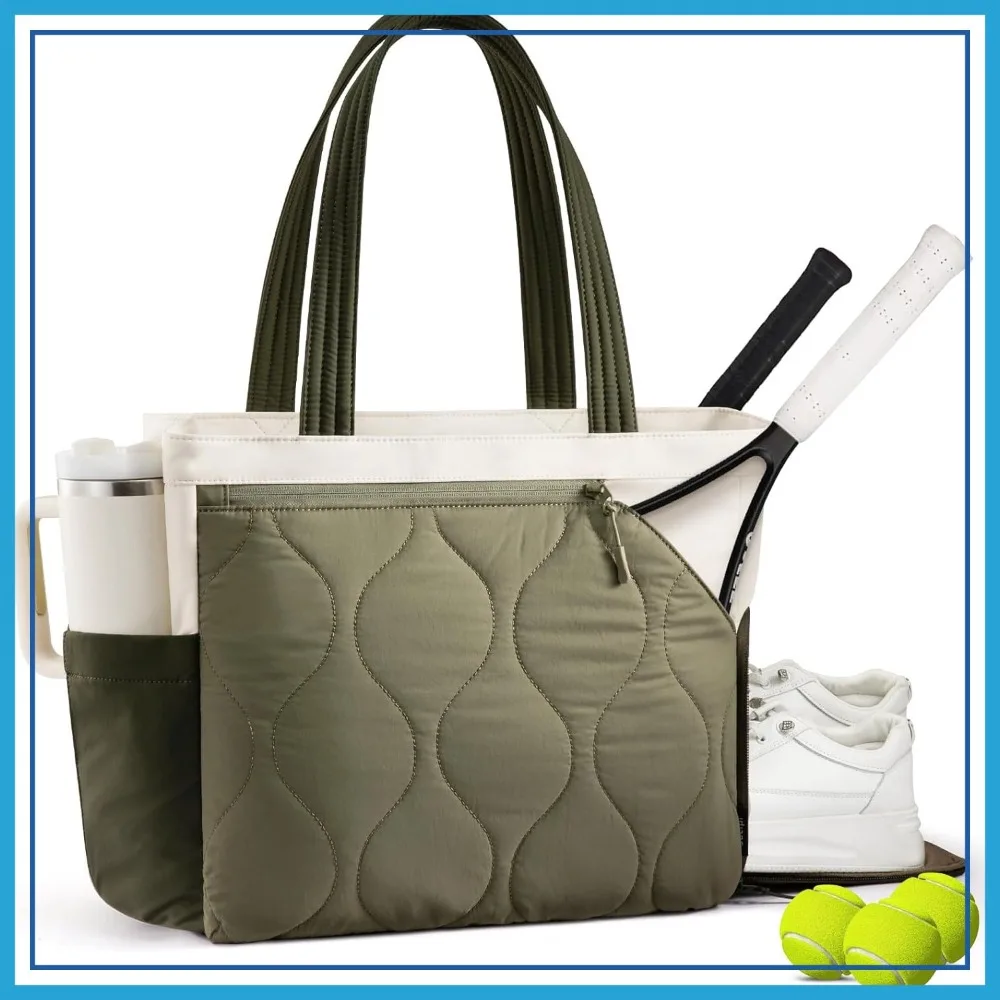 

Tennis Gym Bag for Women - Holds 2 Rackets, Shoe Compartment, Wet Pocket, Water-Resistant, Fits 15.6" Laptop
