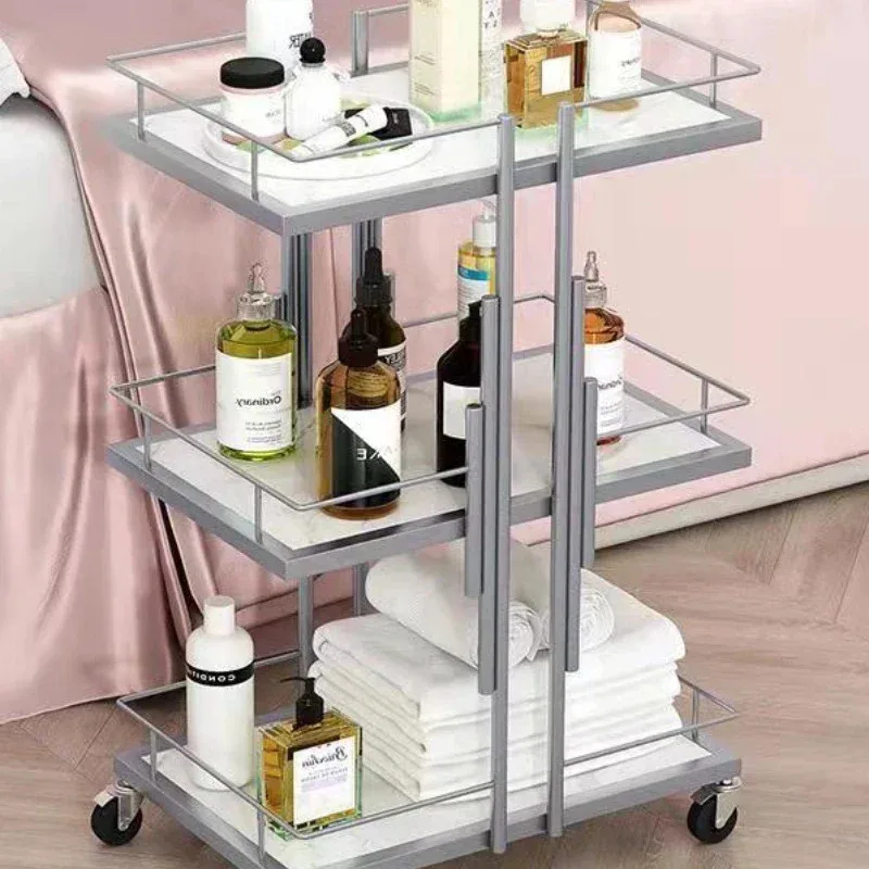 Metal Utility Hairdressing Trolley Golden Professional Rolling Beauty Salon Trolley Aesthetic Werkzeugwagen Spa Furniture MQ50TC