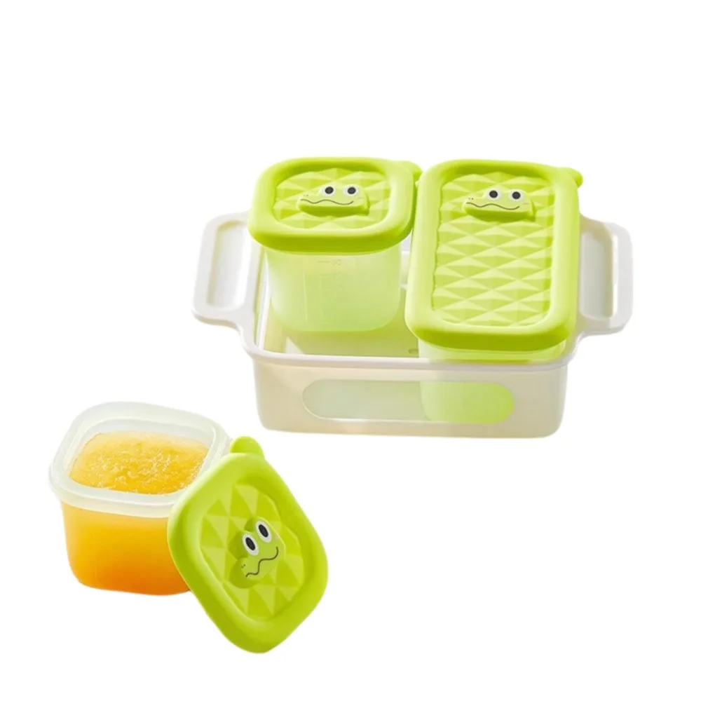 

3/4/6 Grid Design Baby Food Freezer Tray Heat Resistance Square Shape Silicone Ice Cube Mold Food Grade with Lid