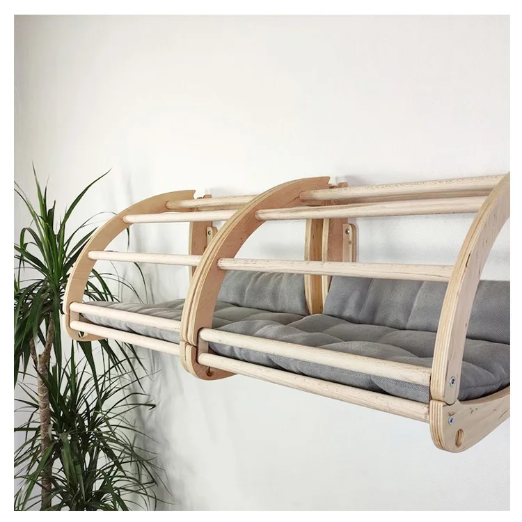 

Wooden cat hammocks bed cat wall mounted climb shelves furniture for indoor cats