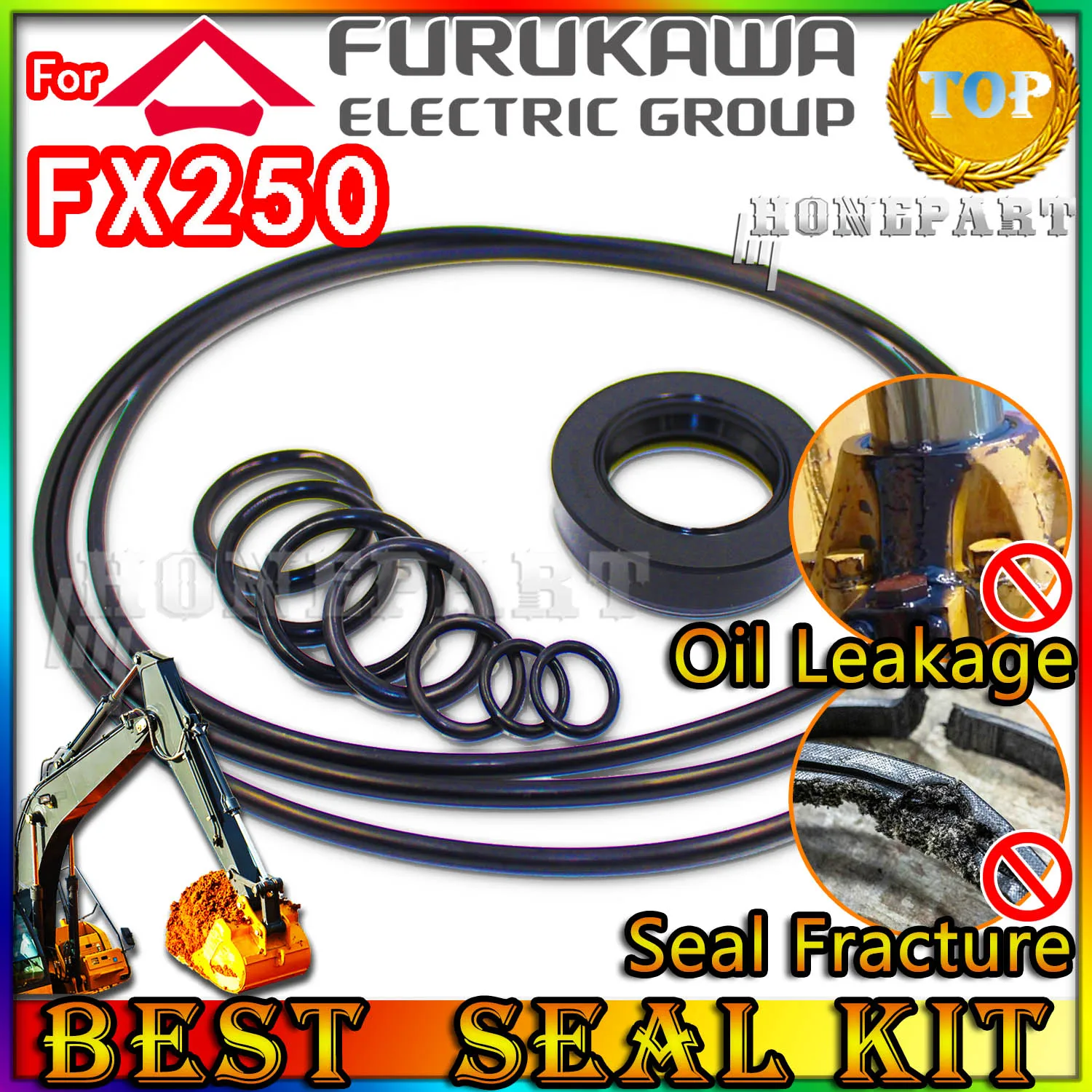 Para Furukawa FX250 Kit de reparación de sello de aceite brazo de pluma cubo excavadora cilindro hidráulico junta central Nitrilo NBR Nok arandela