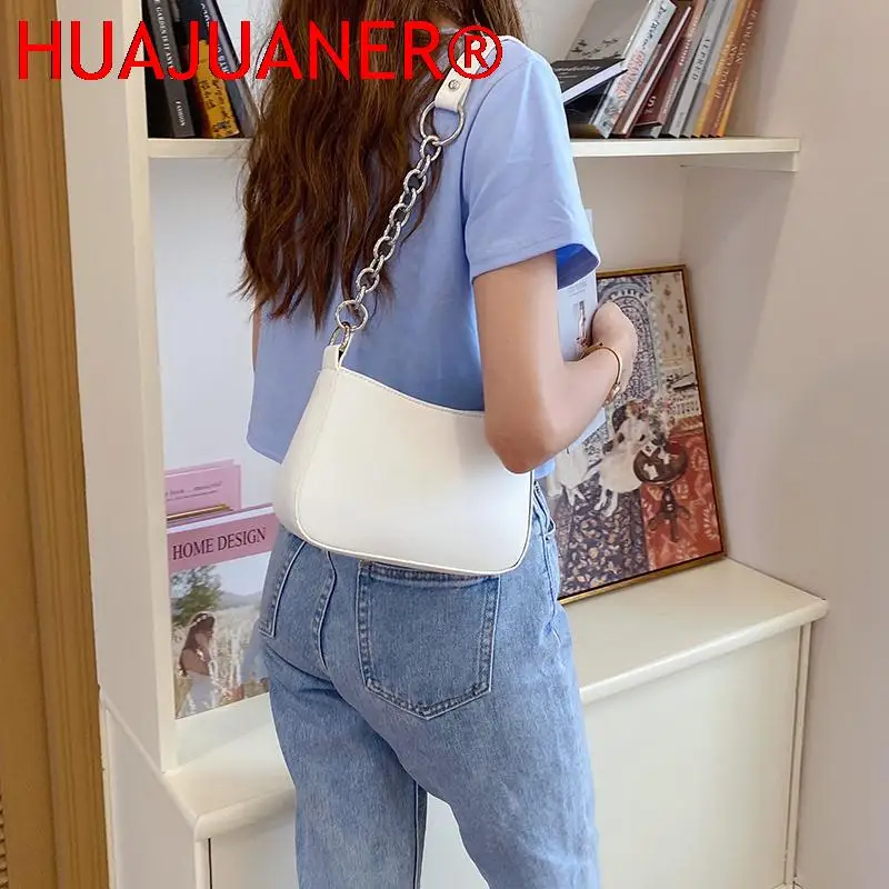 

2023 New Fashion Women Luxury Handbag PU Leather Simple Underarm Chain Shoulder Bags Female Daily Design Totes Purse Pouch