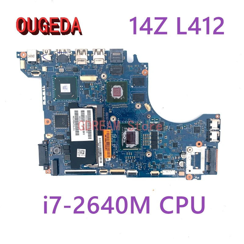 

OUGEDA laptop motherboard for Dell XPS 14Z L412 F2DV7 0F2DV7 PLW00 LA-7451P Main board with i7-2640M CPU GT520M GPU full tested