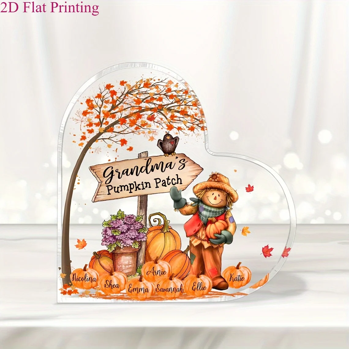 Custom Heart Acrylic Desktop Sign for Fall Decor