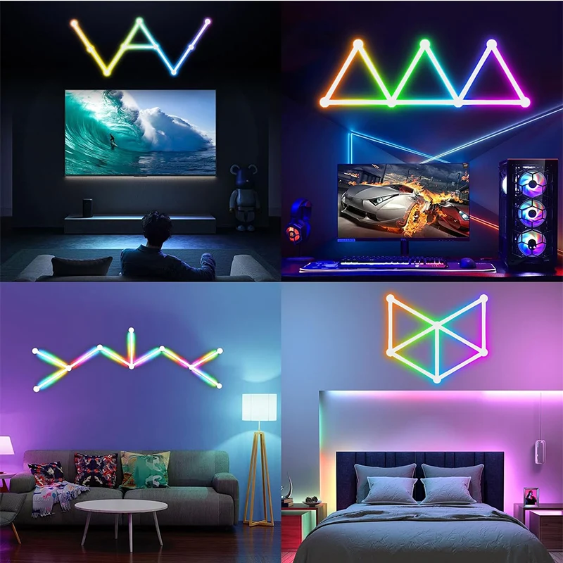 RGBIC LED Wall Light Smart Multicolor USB Atmosphere Bars Lights Splicing Lamp APP Control Music Sync Backlight Game Room Decor