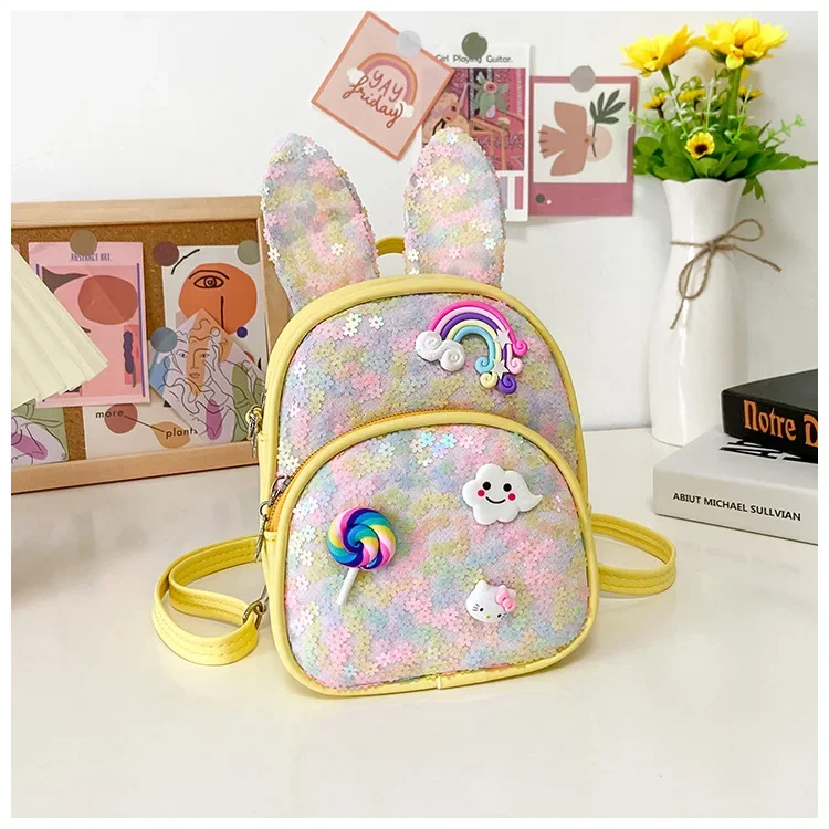 Cartoon Rabbit Ears Shiny Sequin Backpack New Fashion Kindergarten Children Small Backpack Girls Little Princess Cute Backpack