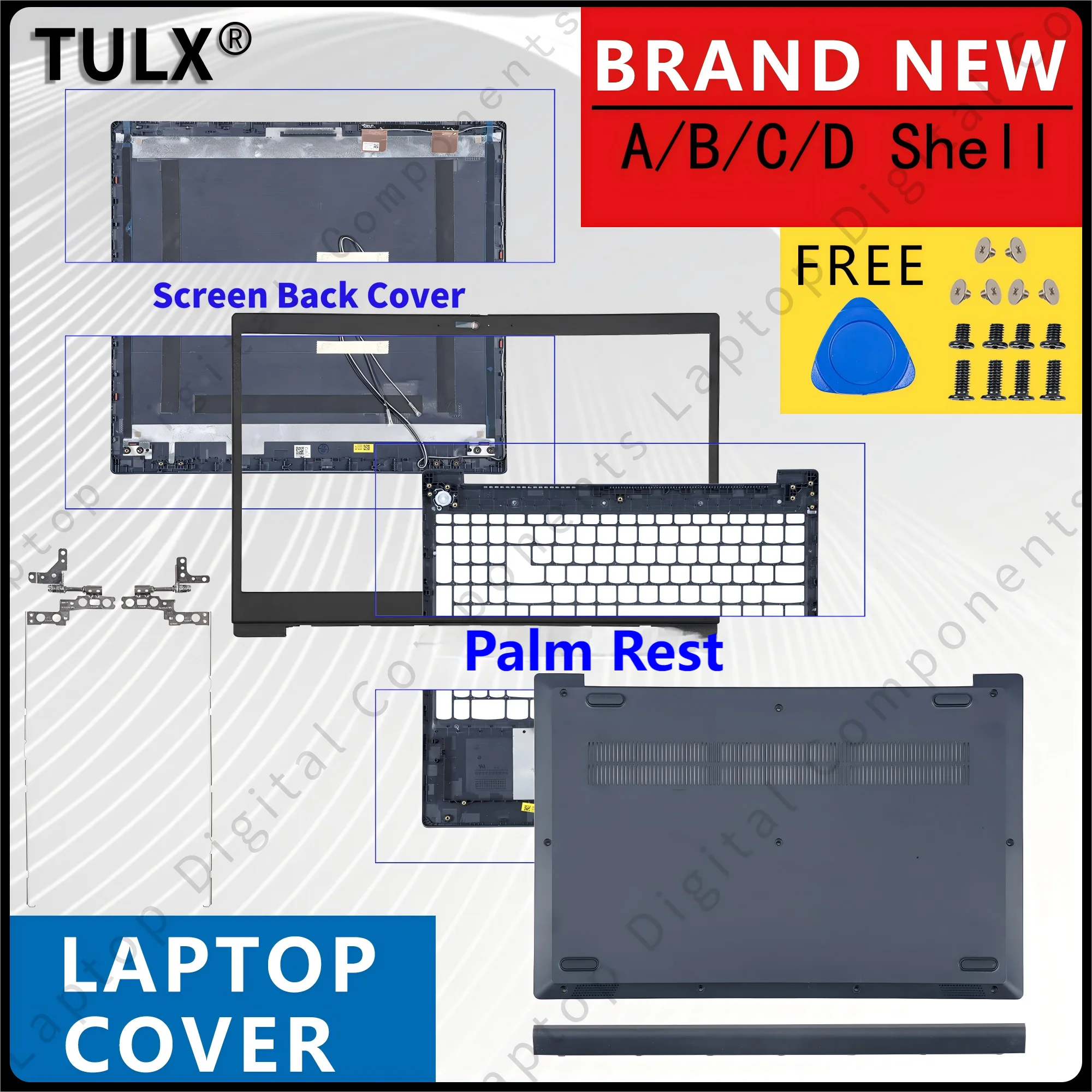 Obudowa do Ideapad 3 15IIL05 15ARE05 3-15ADA05 15IML05 15ITL05 2020, tylna pokrywa LCD, ramka, dolna obudowa, zawiasy, niebieska