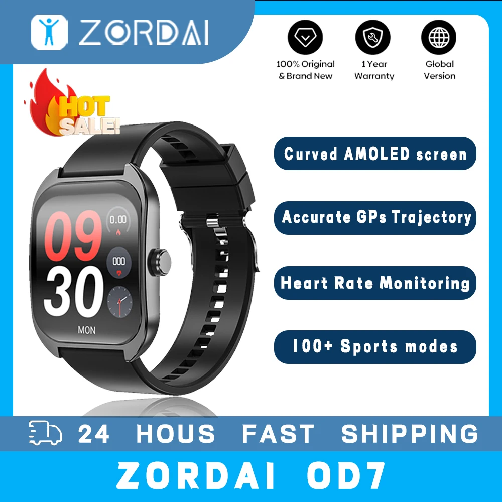 Zordai OD7 Curved Screen Smartwatch Men BT Call Sports Waterproof Wrist Watches Fitness Bracelet Women Watch Clock Smart Watch