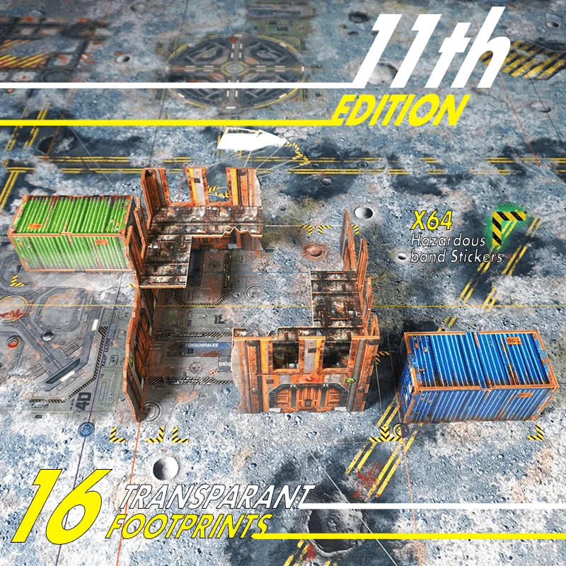 Footprints 11th Edition Match-Play, Glasspack Terrain Bases, Objectives Markers.
