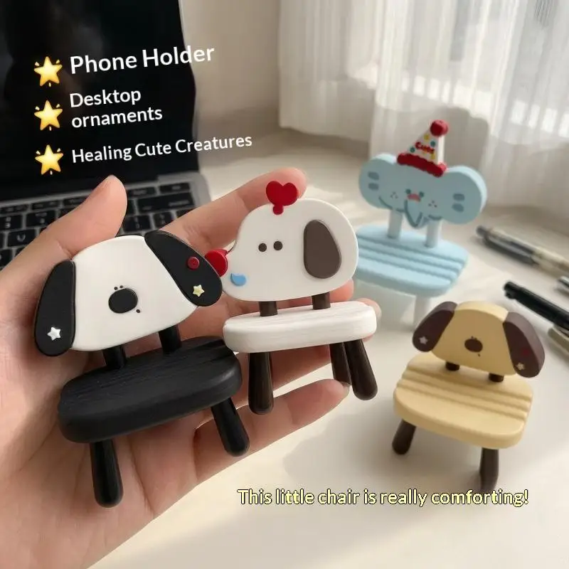 1Pc Cartoon Chair Shaped Phone Holder Stable Support Skin-Friendly Matte Stand for Desktop Home Office Video Watching view 6