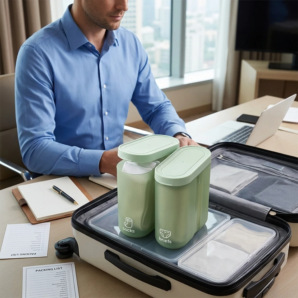 Travel-Ready Underwear Storage Box Odorproof Organizer Case Portable PP Sealed Container for Business Trip Gym Essentials
