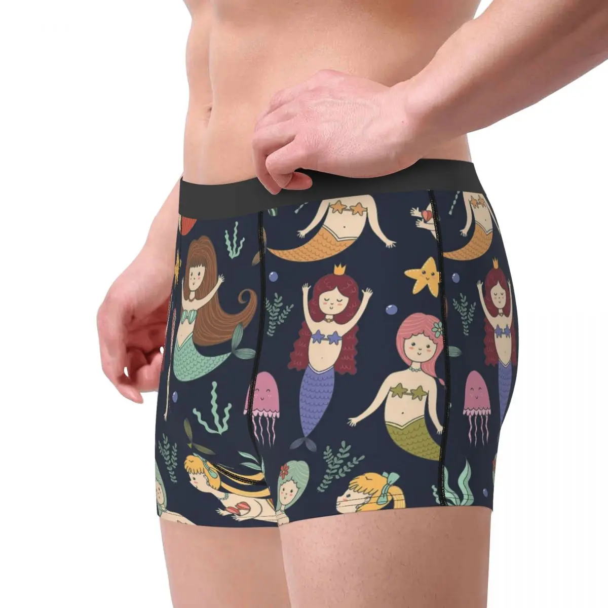 Animals of The Sea Clever Gentle Free And Happy The Mermaid Underpants Breathbale Panties Man Underwear Ventilate Shorts Briefs