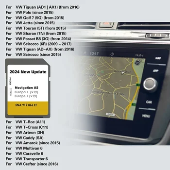 VW New V19 Map UK Europe AS Media Navigation Explore 2024 Sat Nav SD Card 32GB