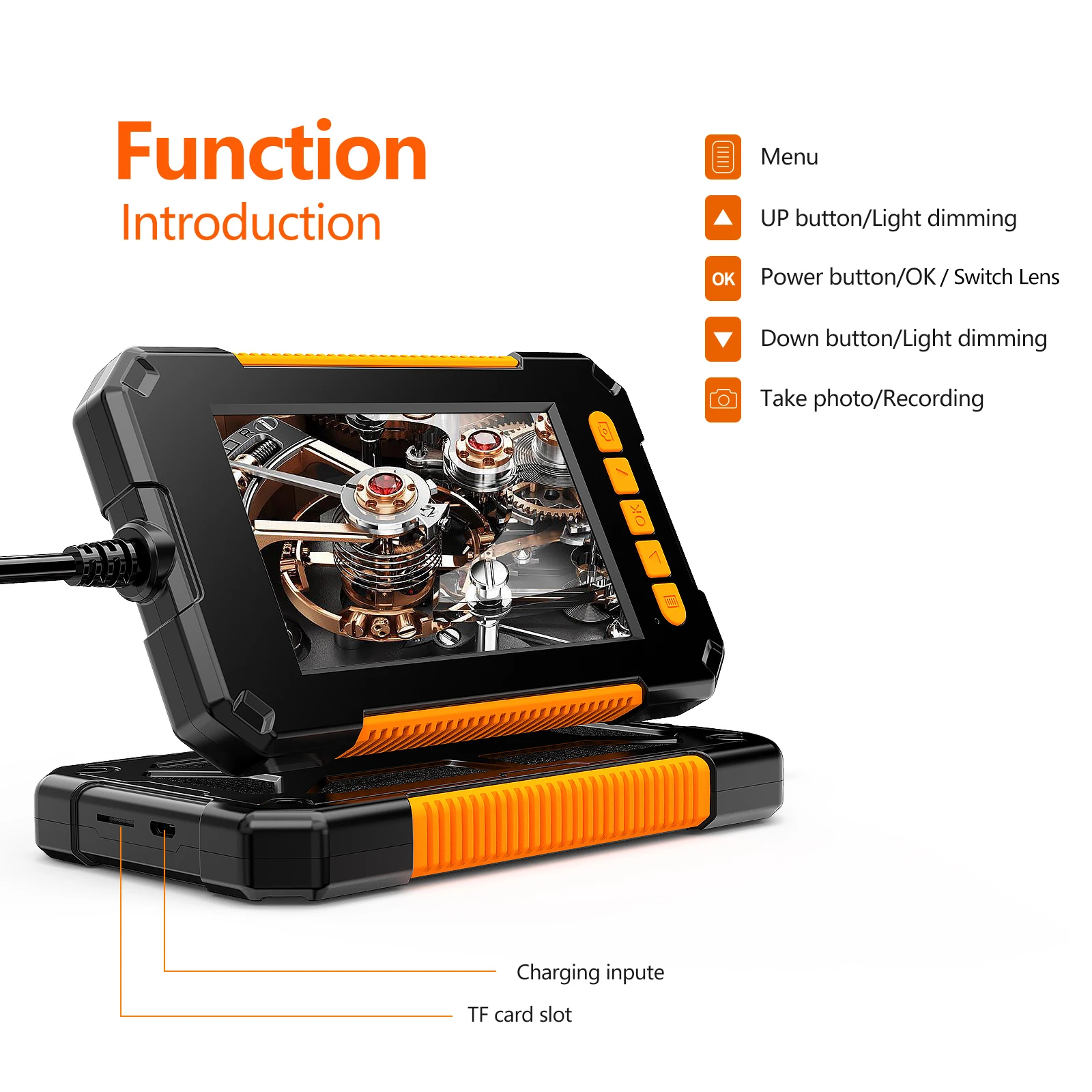 Industrial Endoscope 8mm 1080P HD 4.3 inch Single Lens LCD Digital Borescope Inspection Camera With LED Support Take Picture
