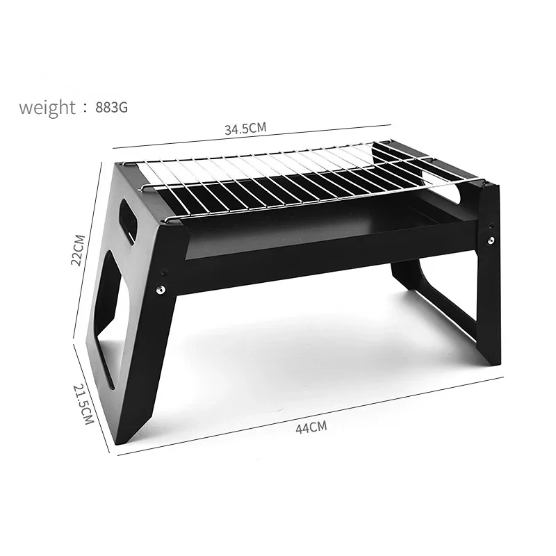 SmiloDon Portable Camping BBQ Grill Stainless Steel Mini Grill Stove Card Portable Folding Barbecue Charcoal Barbecue Grill Rack