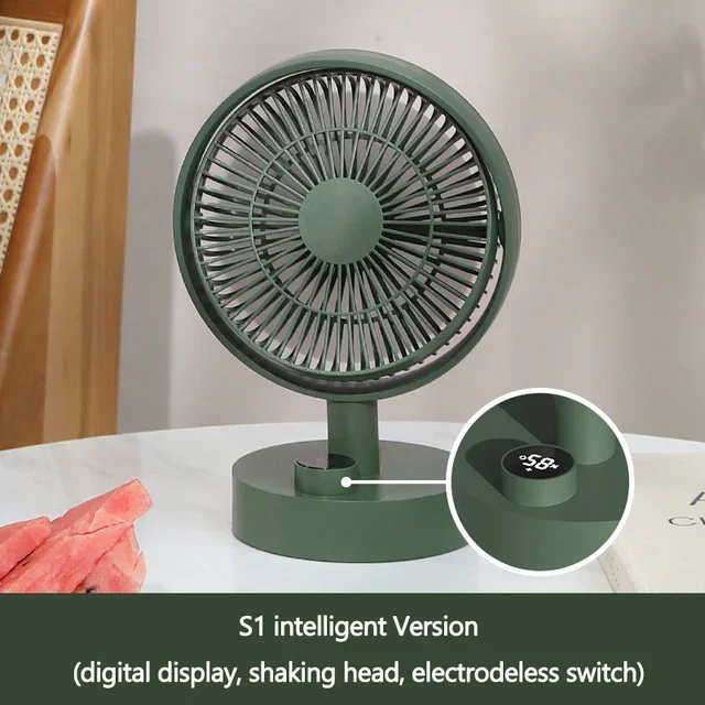 Sothing ventilador de mesa balançando a cabeça display digital inteligente mini ventilador de refrigeração tipo-c carregável portátil ventilador de baixo ruído