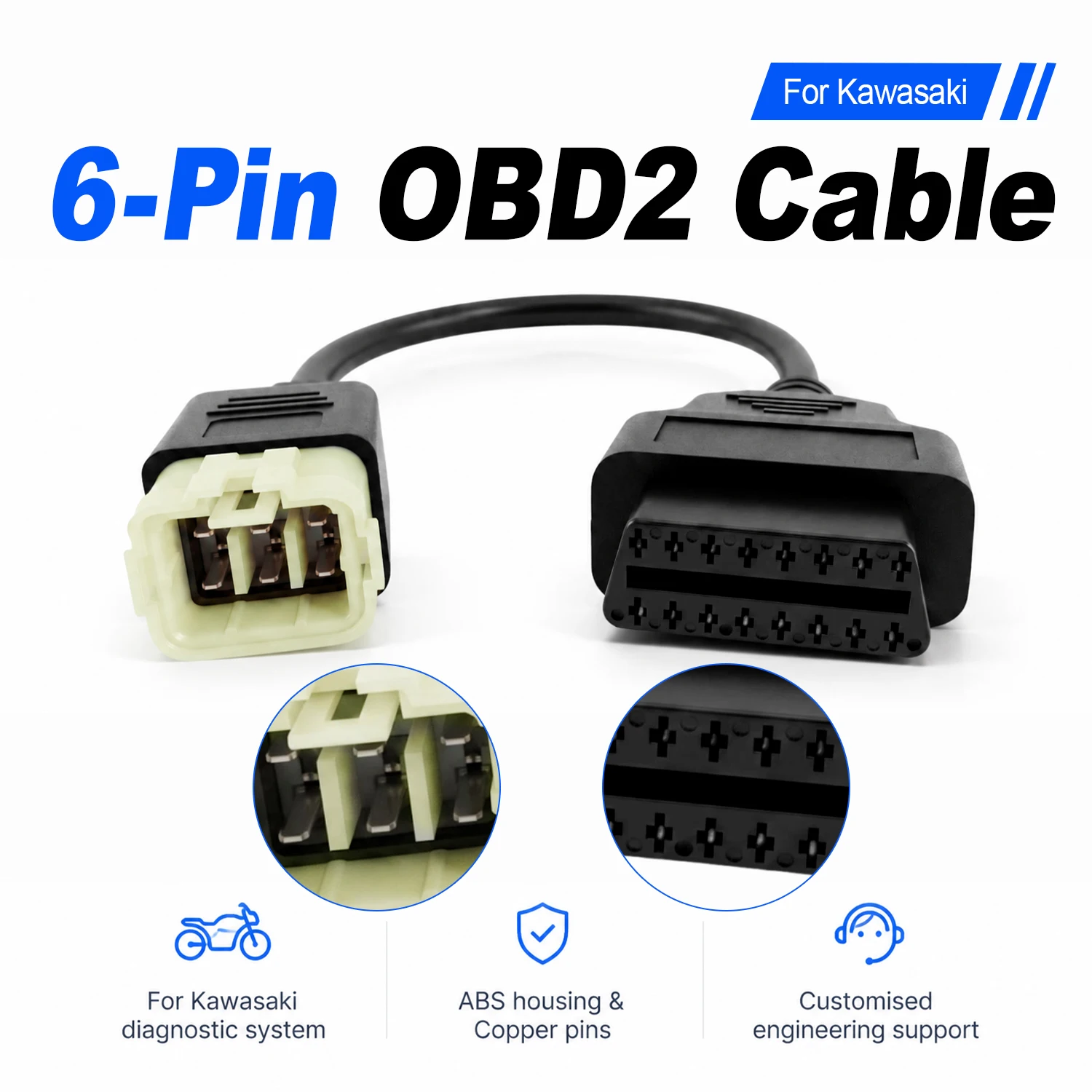 6-Pin OBD2 Diagnostic Adapter Cable for KTM Kawasaki Z900 ZX10R ZX14R H2 – CAN Bus Scanner Connector – Read Clear Fault Codes
