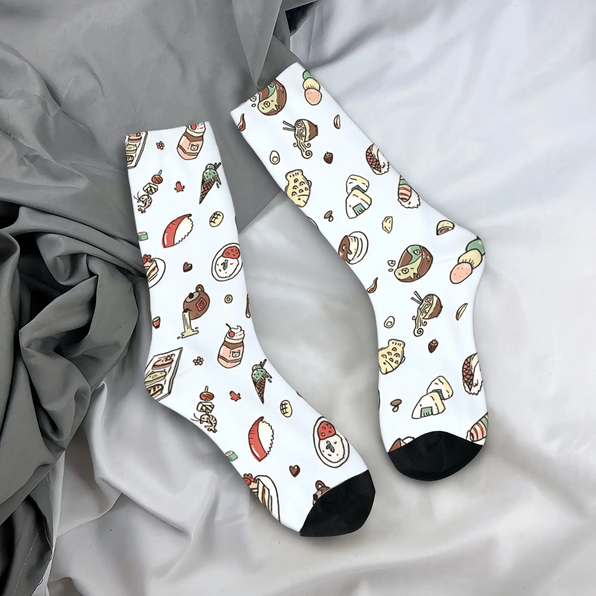 

Japanese Food And Snacks Pattern Socks Sushi Non Slip Stockings Adults Men Soft Outdoor Sports Socks Spring Kawaii Socks