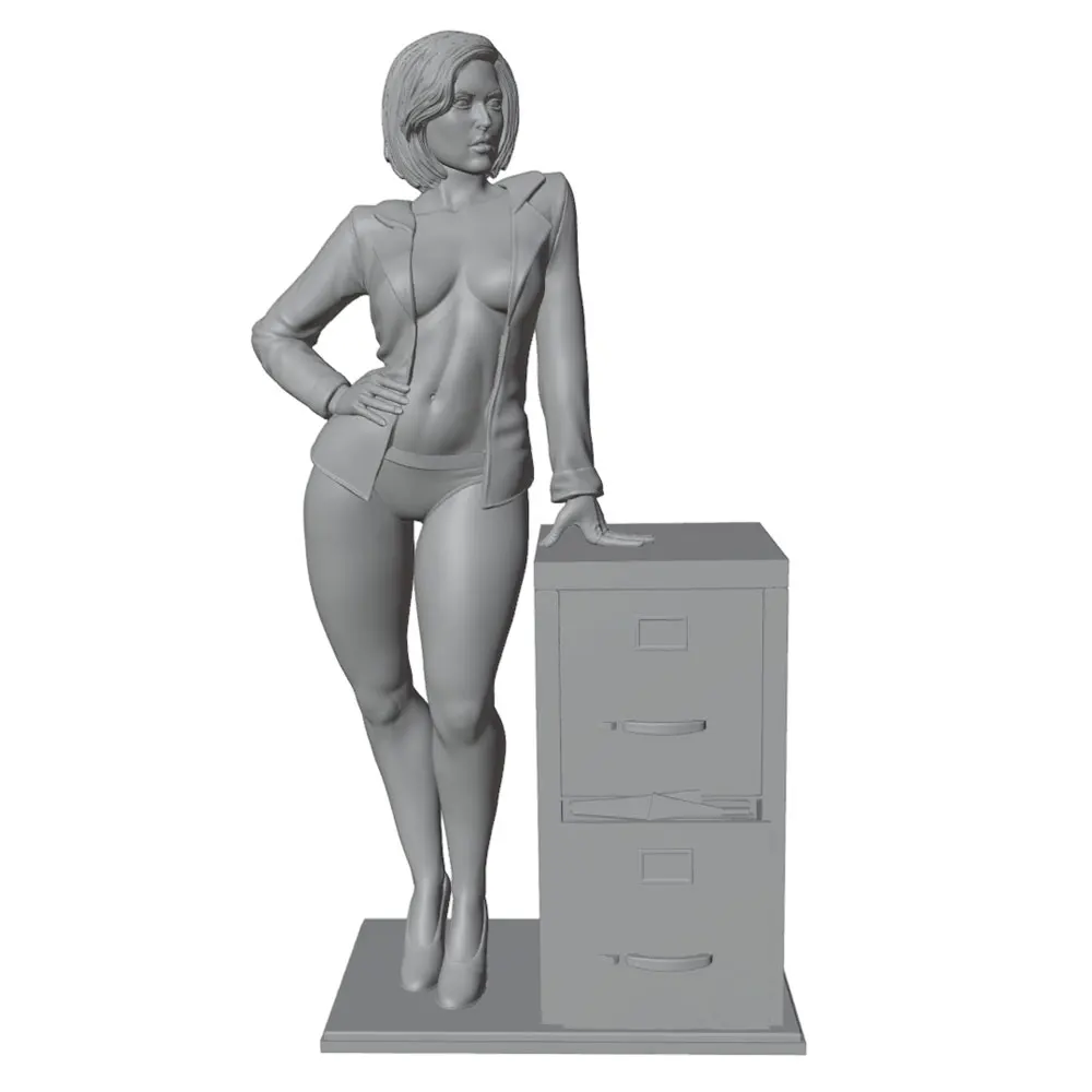1/24 Miniature Resin Model Statue, 75mm Figure Toy Model Kit, Elegant Beauty Organizing Documents Next to a Room Drawer, High-Detailed Resin Model Figure, Unpainted, Perfect for Scene Setting, Gaming, and Collection